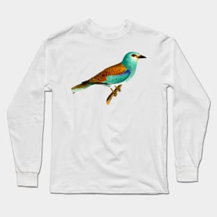 Blue bird illustration in vintage colorful design Long Sleeve T-Shirt